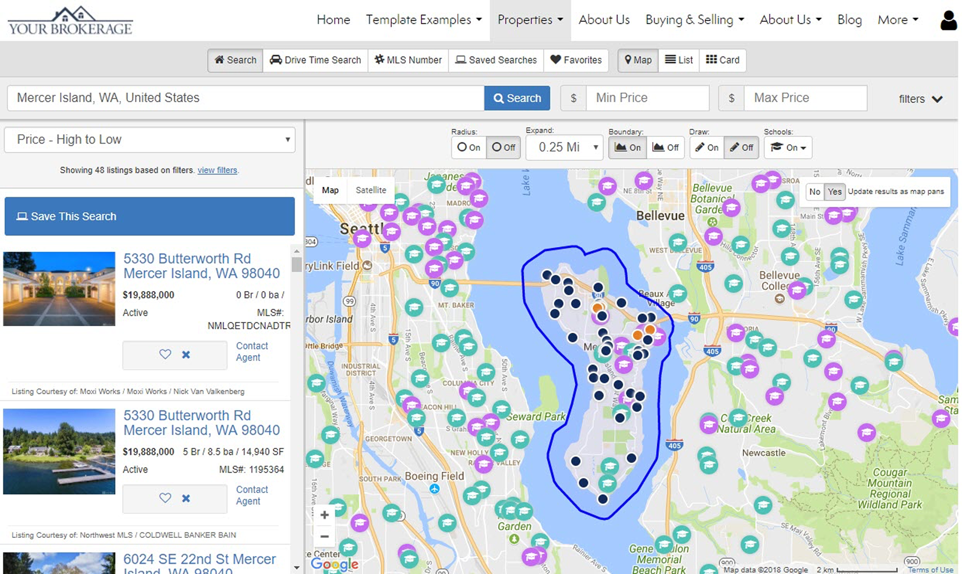 The existing search interface — cluttered navigation, too many controls, overwhelming to use